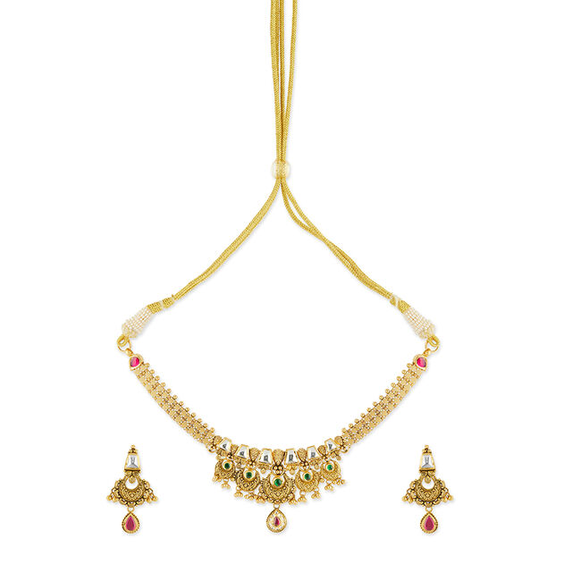 Regal Chand Bali Gold Necklace Set 