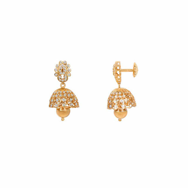 Tanishq 22KT Diamond Jhumka for Women 3