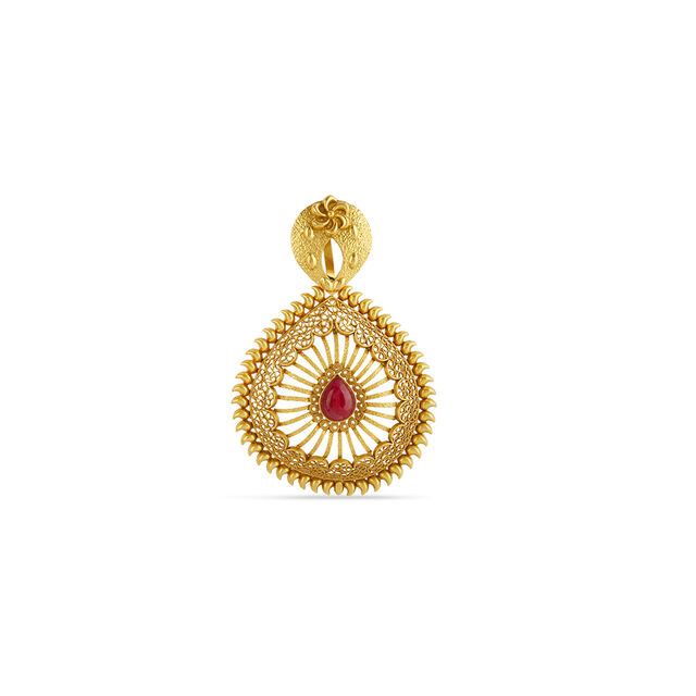 Tanishq 22KT  Gold Pendant and Earrings Set  for Women 5