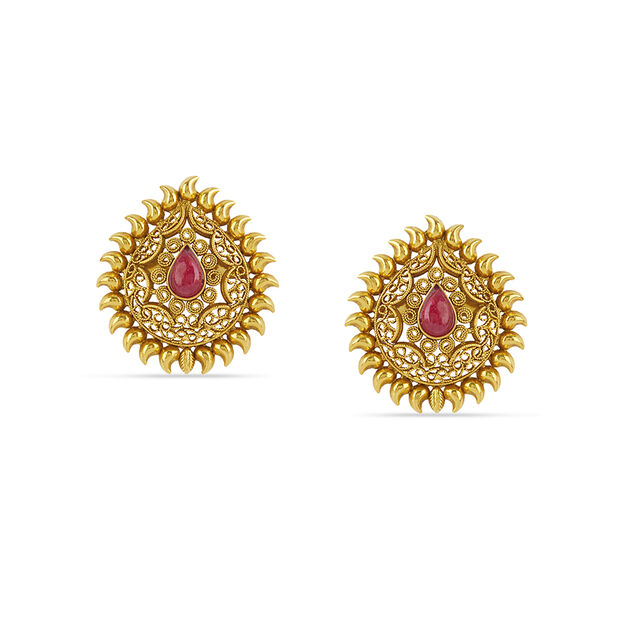 Tanishq 22KT  Gold Pendant and Earrings Set  for Women 3