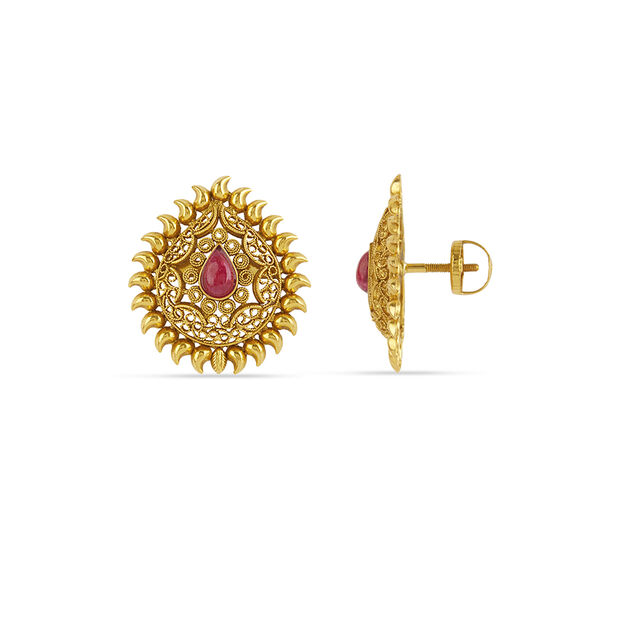 Tanishq 22KT  Gold Pendant and Earrings Set  for Women 4