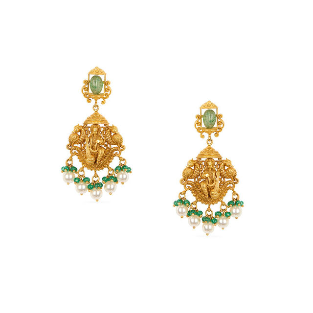 Tanishq 22KT Synthetic Stone Neckwear and Earring Set for Women 5