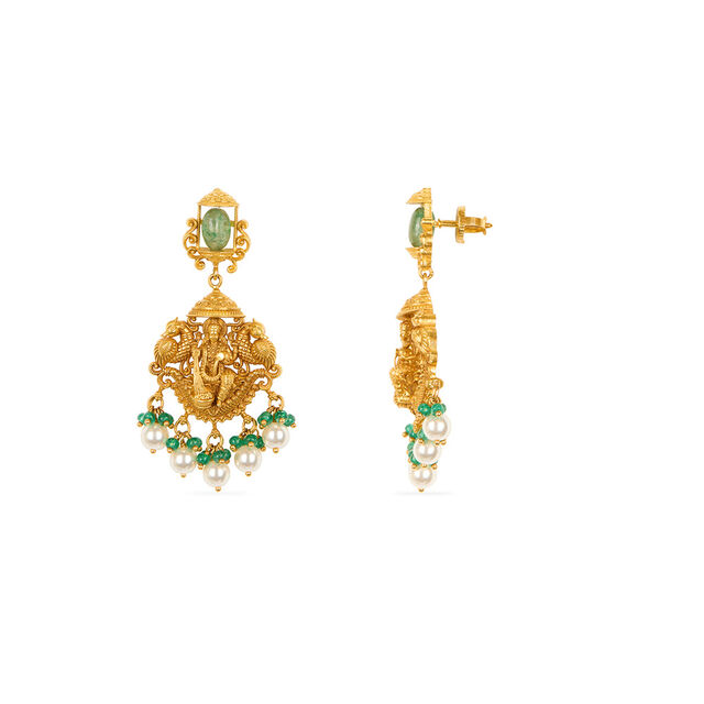 Tanishq 22KT Synthetic Stone Neckwear and Earring Set for Women 6
