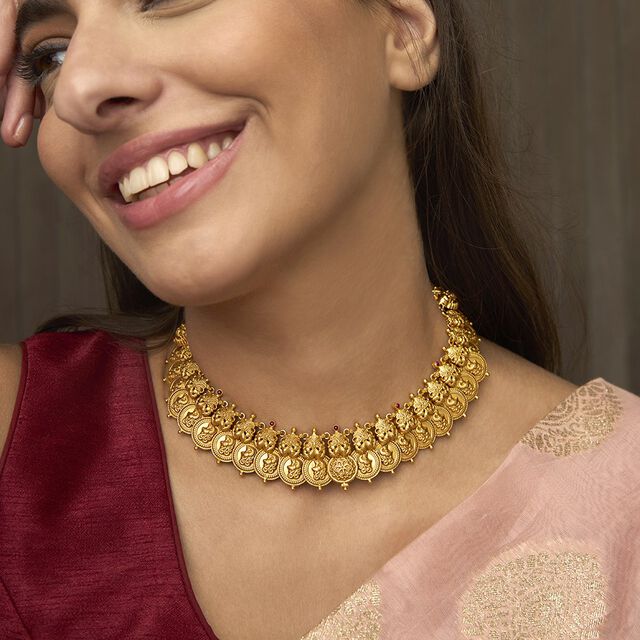 Tanishq 22KT Synthetic Stones Necklace for Women 2