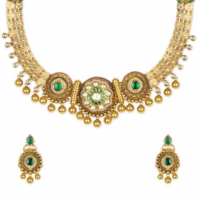 Crescent Glory Gold Necklace set 