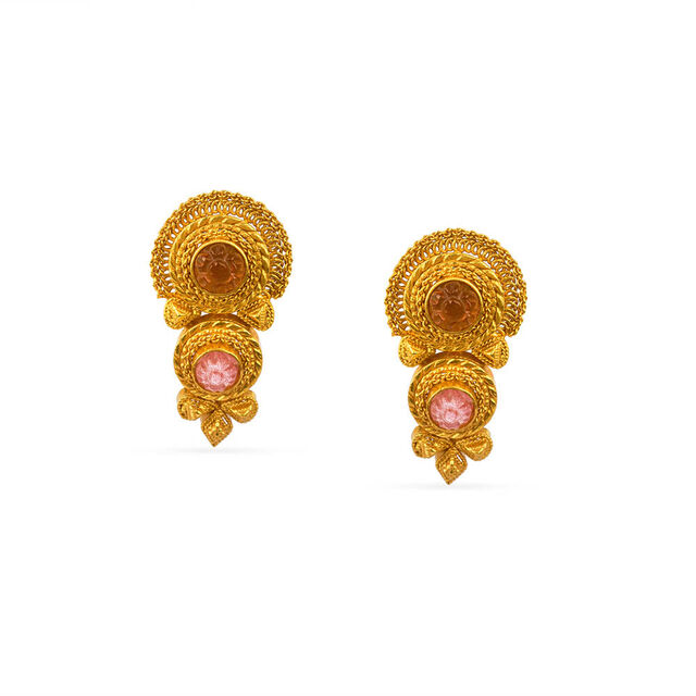 Tanishq 22KT Synthetic Stone Neckwear and Earring Set for Women 4
