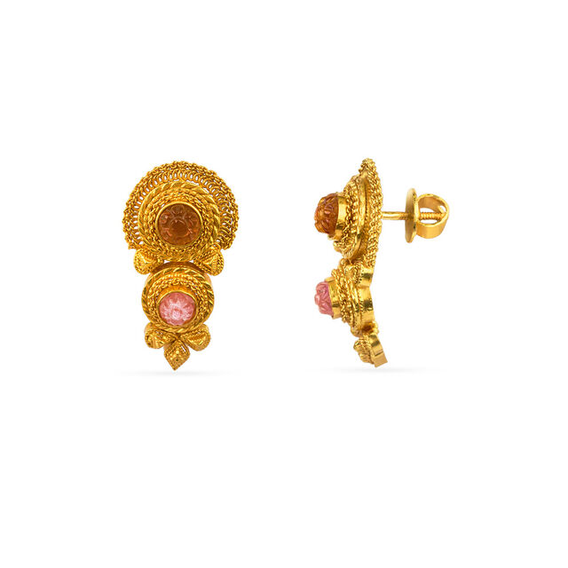 Tanishq 22KT Synthetic Stone Neckwear and Earring Set for Women 5
