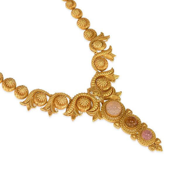 Tanishq 22KT Synthetic Stone Neckwear and Earring Set for Women 6