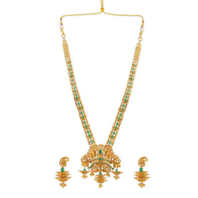 Tanishq 22KT Gold Neckwear and Earring Set for Women 