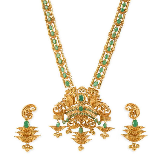 Tanishq 22KT Gold Neckwear and Earring Set for Women 3
