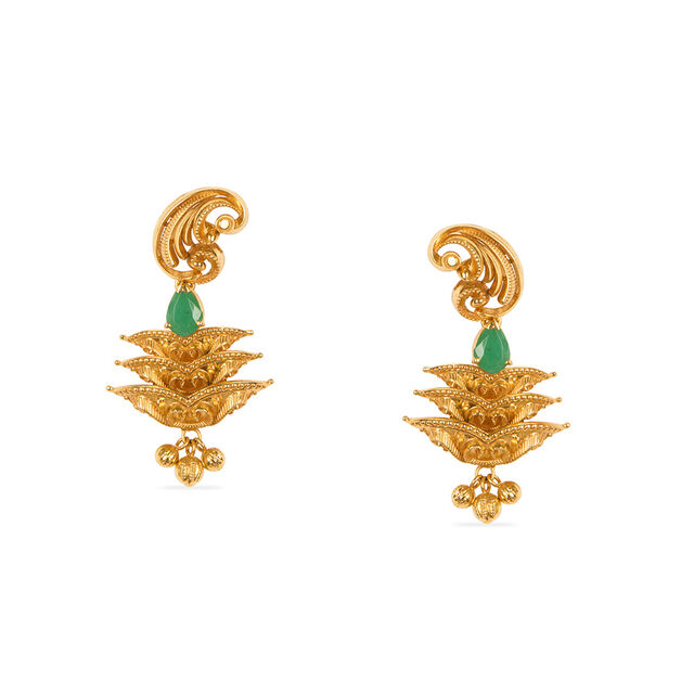 Tanishq 22KT Gold Neckwear and Earring Set for Women 5