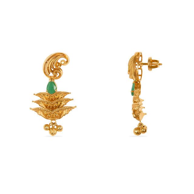 Tanishq 22KT Gold Neckwear and Earring Set for Women 6
