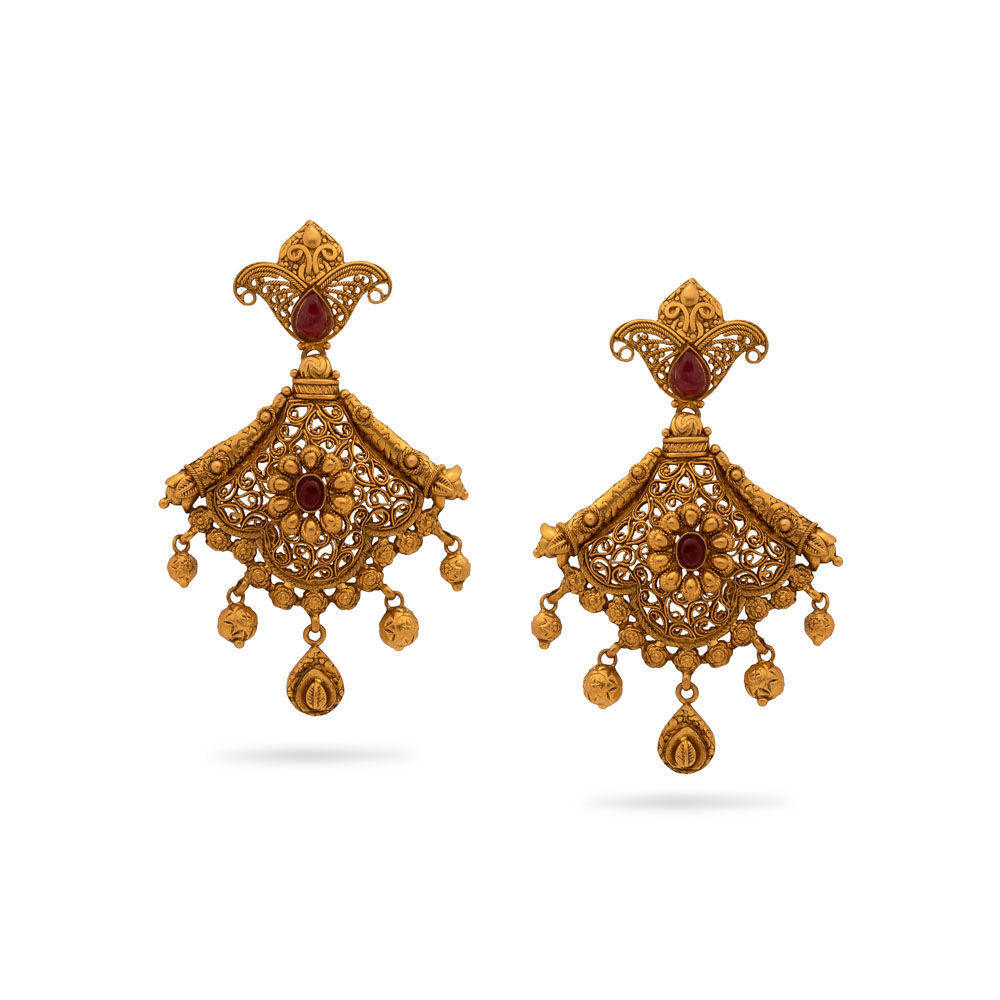 Buy Paisley Gold Drop Earrings at Best Price Tanishq US
