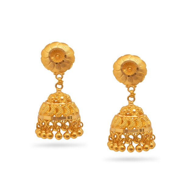 Gold Lotus Jhumka 
