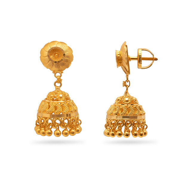 Gold Lotus Jhumka 2