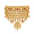 Kundan Gold Circle Necklace,,hi-res 