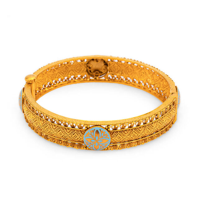 Blue Bliss Gold Bangle,,hi-res 