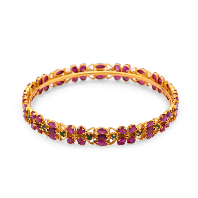 Ruby Meadow Gold Bangle,,hi-res 