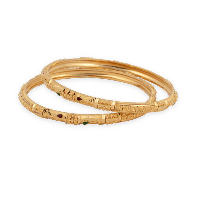 Sleek Textured Gold Bangle,,hi-res 