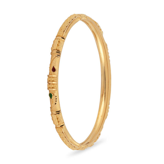 Sleek Textured Gold Bangle,,hi-res 2