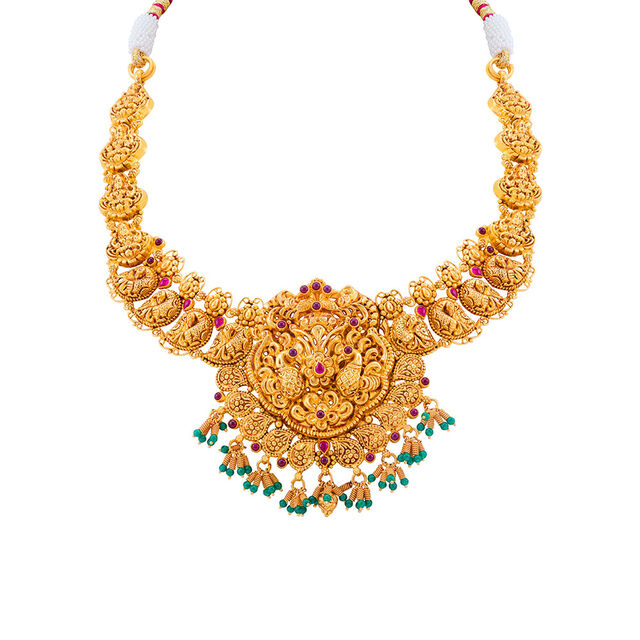 Twin Peacock Lakshmi Necklace 