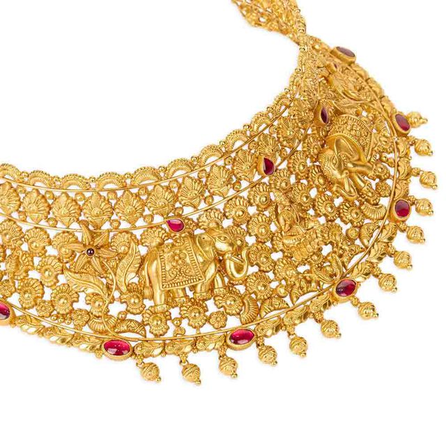 Tanishq 22KT Synthetic Stone Necklace for Women 4