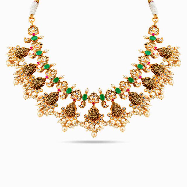 Goddess Lakshmi Gemstone Necklace