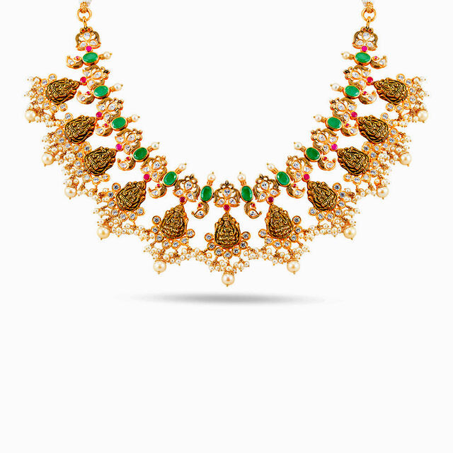 Goddess Lakshmi Gemstone Necklace