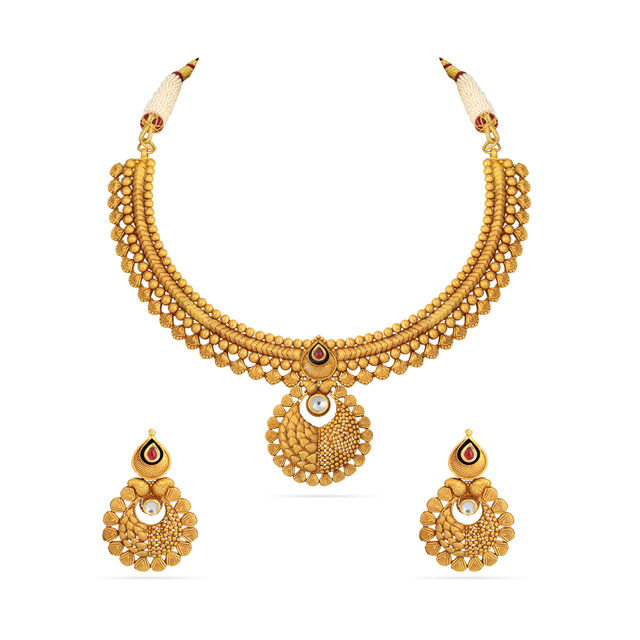 Traditional Kundan Gold Necklace Set 