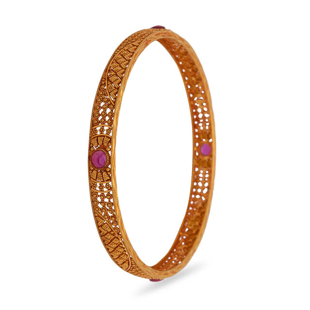 Alluring Geometric Gold Bangle,,hi-res 