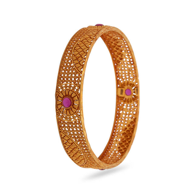 Alluring Geometric Gold Bangle,,hi-res 2
