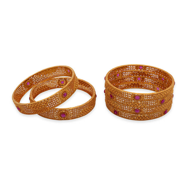 Alluring Geometric Gold Bangle,,hi-res 4