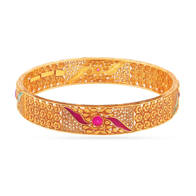 22 Karat Gold Bangles with Pink Gemstones