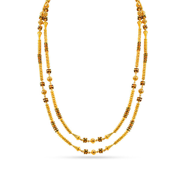 Yellow Gold Beaded Two-Tier Necklace 2
