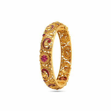Ornate Ruby Gold Bangle
