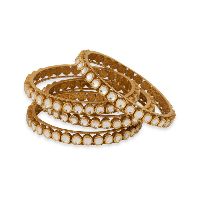 Effortless Gold Kundan Bangle,,hi-res 