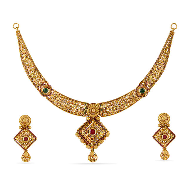 Tanishq 22 Karat Gold Necklace Set for Women 