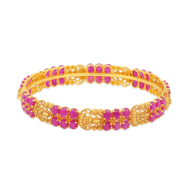Royal Red-Gemstone Gold Bangles 
