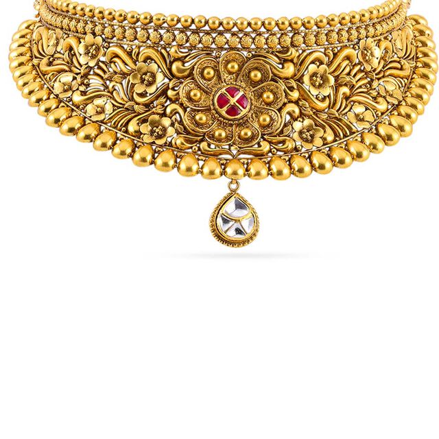 Traditional Gold Choker with Earrings 2
