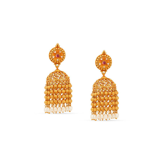 Tanishq 22KT Synthetic Stones Neckwear with Earrings for Women 3