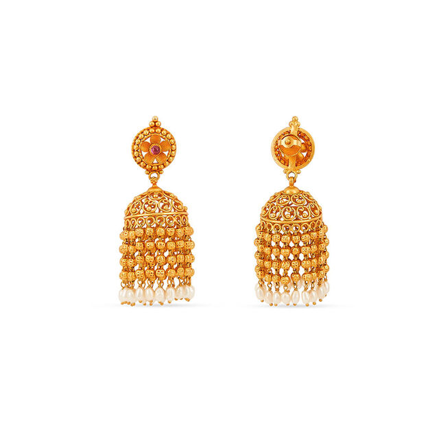Tanishq 22KT Synthetic Stones Neckwear with Earrings for Women 4