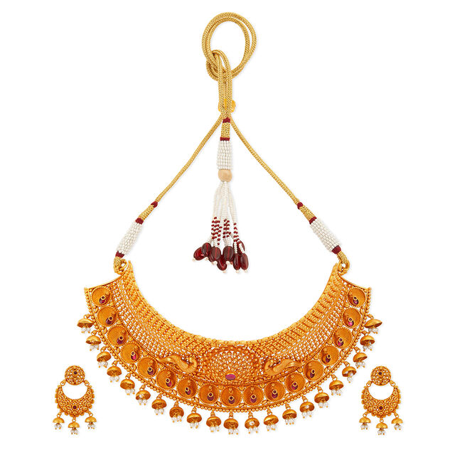 Tanishq 22KT Gold Necklace Set for Women 