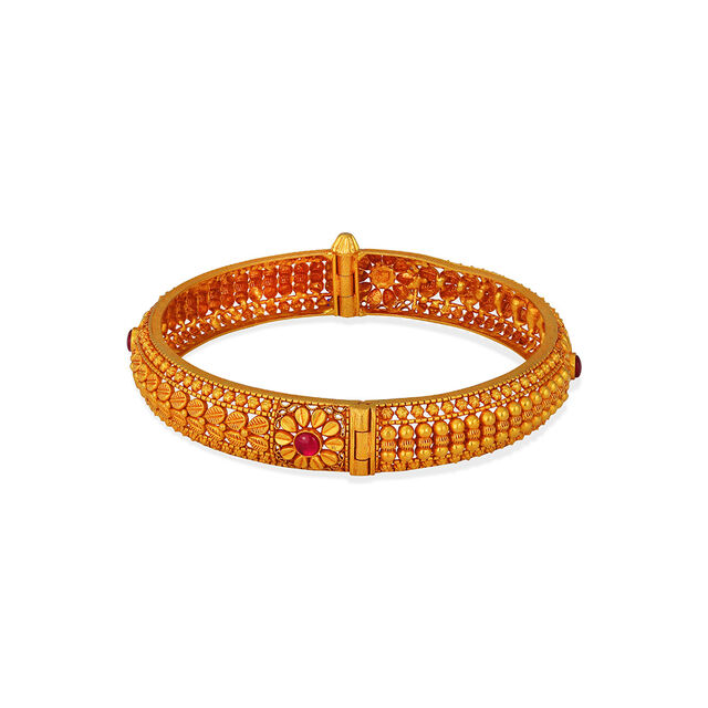 Pink Stone Embellished Gold Bangle