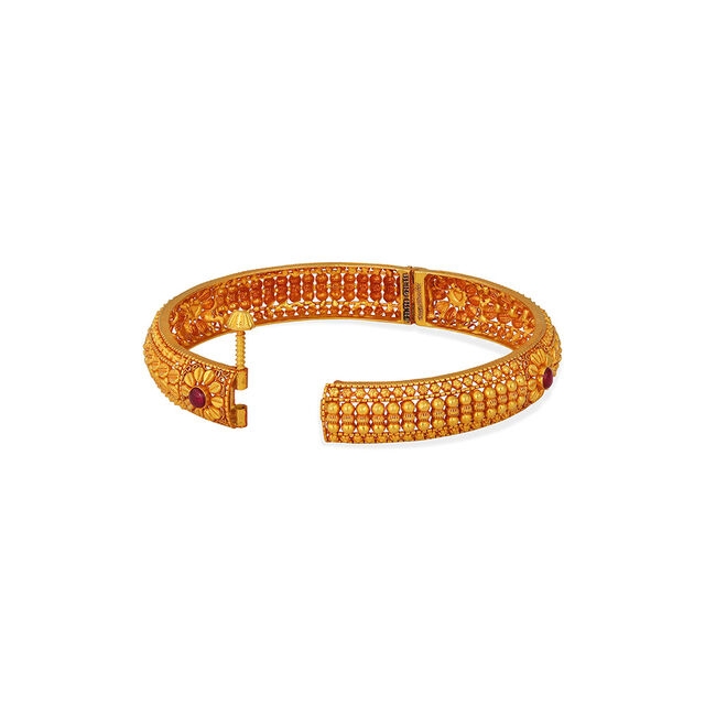 Pink Stone Embellished Gold Bangle