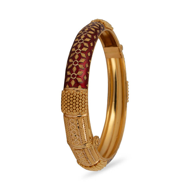 Textured Elegance Gold Bangle,,hi-res 