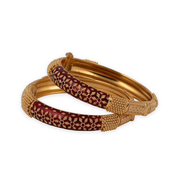 Textured Elegance Gold Bangle,,hi-res 2