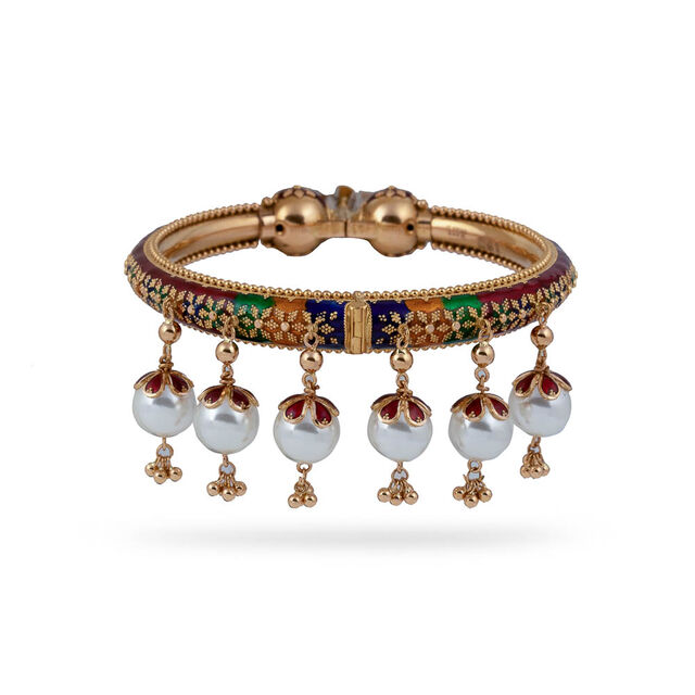 Traditional Pearl Adorned Bangle,,hi-res