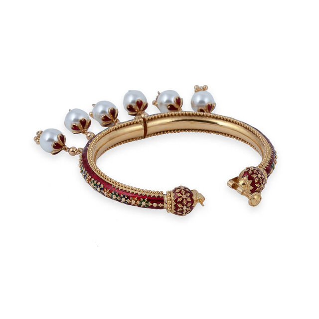 Traditional Pearl Adorned Bangle,,hi-res
