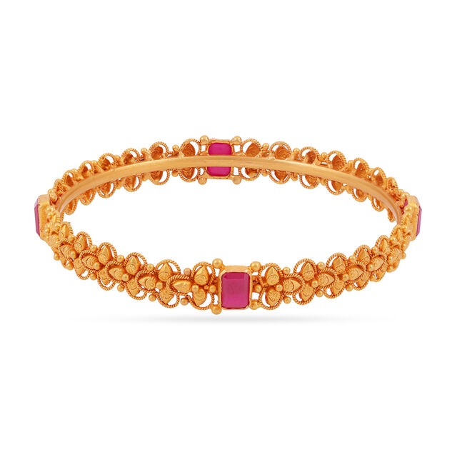 22 Karat Gold Bangles with Pink Gemstones