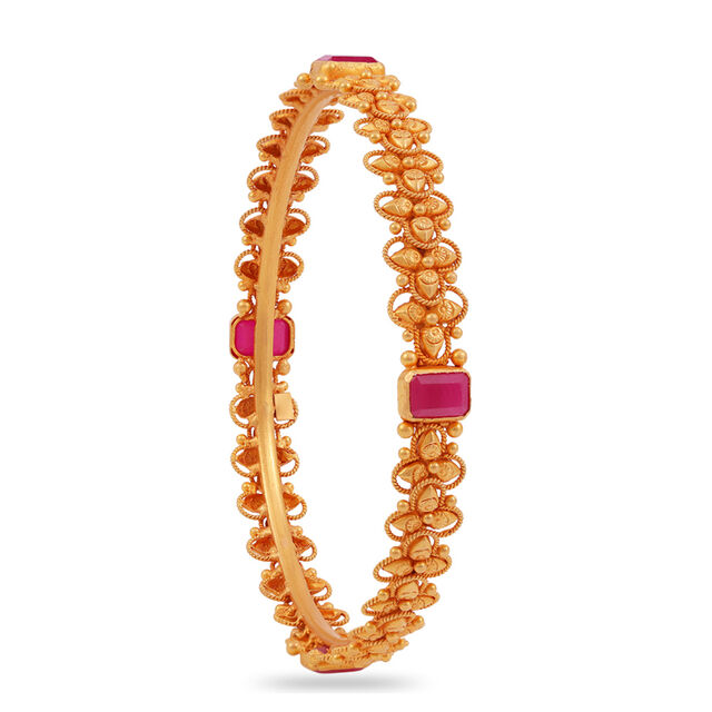 22 Karat Gold Bangles with Pink Gemstones